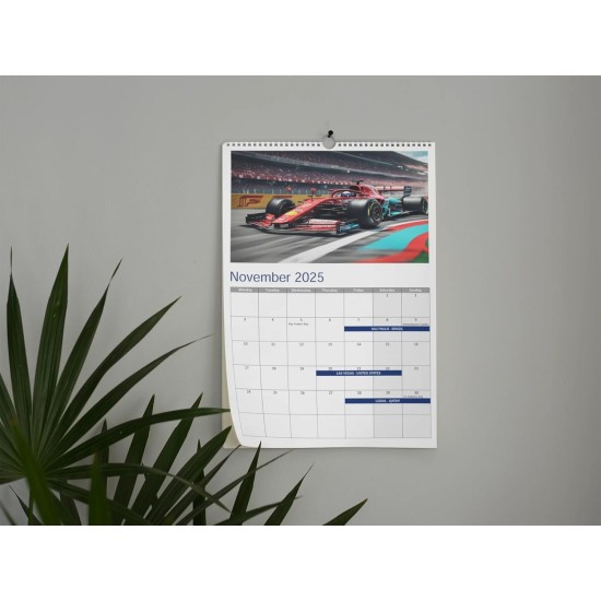 2025 Wall Calendar, 75th Anniversary, A4 Size, Formula Racing Theme