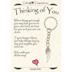 Thinking of you feather keyring