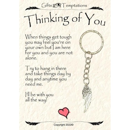 Thinking of you feather keyring