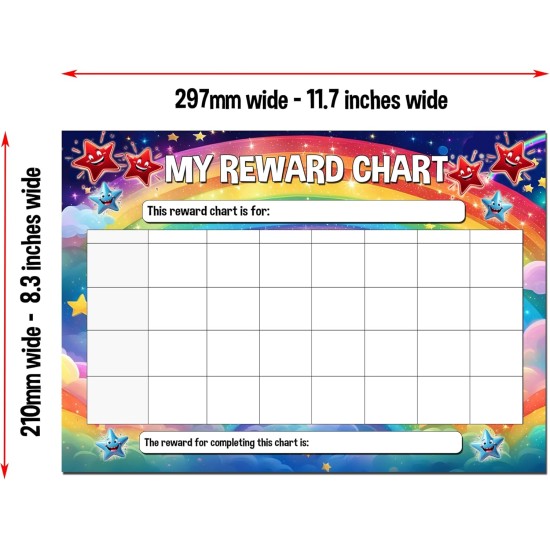 A4 Children's Star Reward Chart with 77 Star Stickers, 21cm x 29.7cm