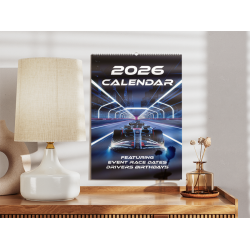 2026 Calendar Formula Racing Motorsports Events Dates, Driver Birthdays, A4 Size