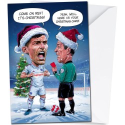 Funny Football Themed Christmas Card for Football Fanatics, A5 Size, 14.8cm x 21cm