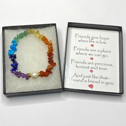 Chakra Bliss Friendship Bracelet: Vibrant Colors & Positive Energy With Inspirational Card in the Box, One Size Elastic