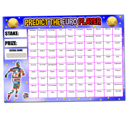 Predict Football Players Name Fundraising Scratch Card A4 100 Names