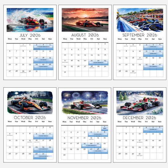 2026 Calendar Formula Racing Motorsports Events Dates, Driver Birthdays, A4 Size 2026 Calendar Formula Racing Motorsports Events Dates, Driver Birthdays, A4 Size